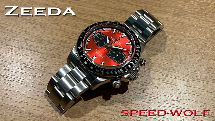 ジーダ ZEEDA スピードウルフ GT-レッド メカクォーツ 40mm 10気圧防水