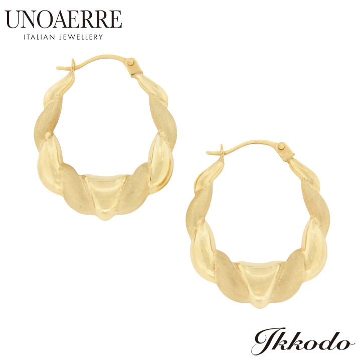 UNOAERRE（ウノアエレ） K18イエローゴールドフープピアス 正規品