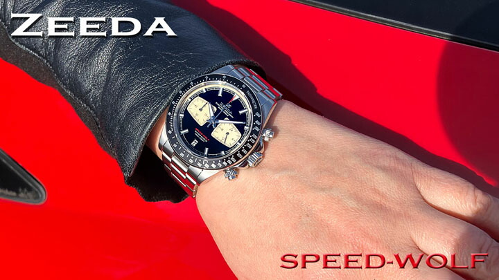 ジーダ ZEEDA スピードウルフ ピアノブラック メカクォーツ 40mm