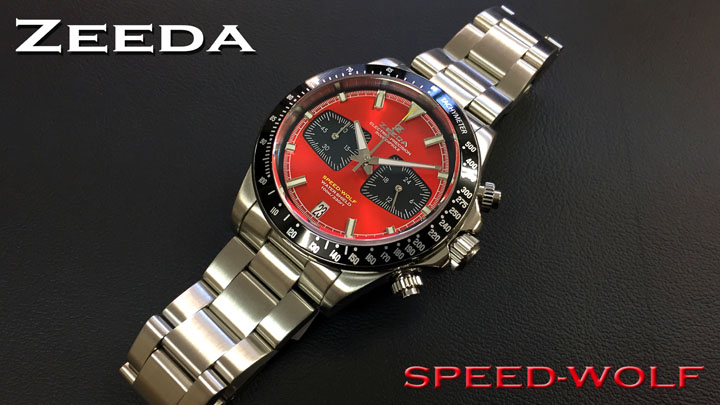 ジーダ ZEEDA スピードウルフ GT-レッド メカクォーツ 40mm 10気圧防水