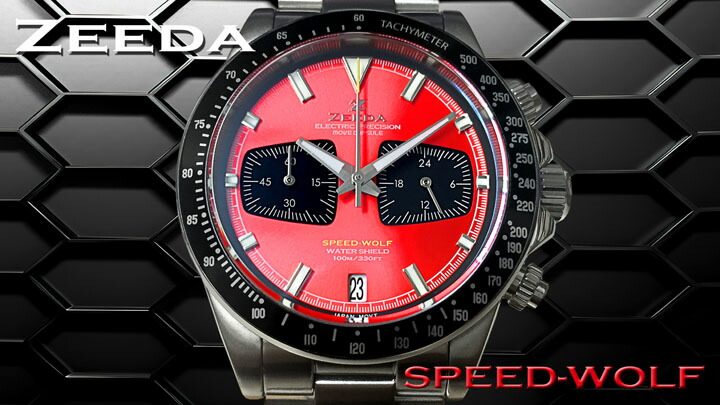 ジーダ ZEEDA スピードウルフ GT-レッド メカクォーツ 40mm 10気圧防水