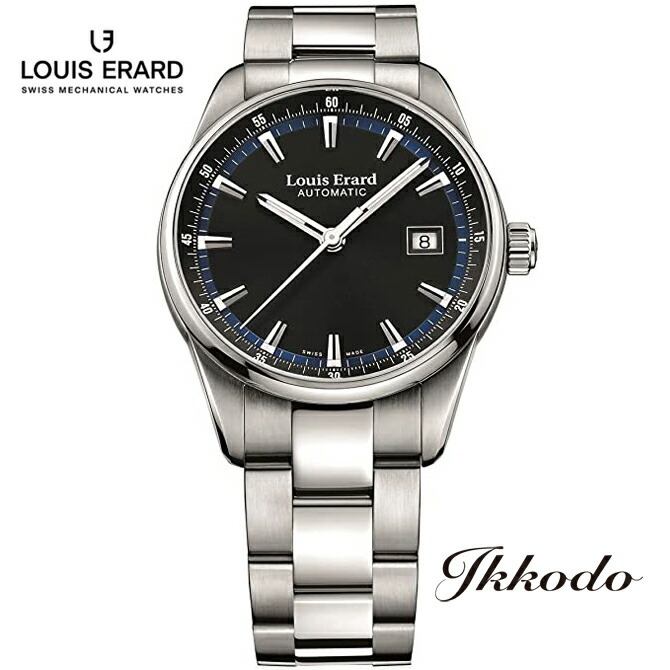 本日価格！！ ルイエラール LouisErard 自動巻き ヘリテージスポーツクラシック ブラック文字盤 40mm 日本国内正規品 3年保証 メンズ腕時計 男性 紳士 LE69105AA12BMA19 【MYK2564104857】(90750円)