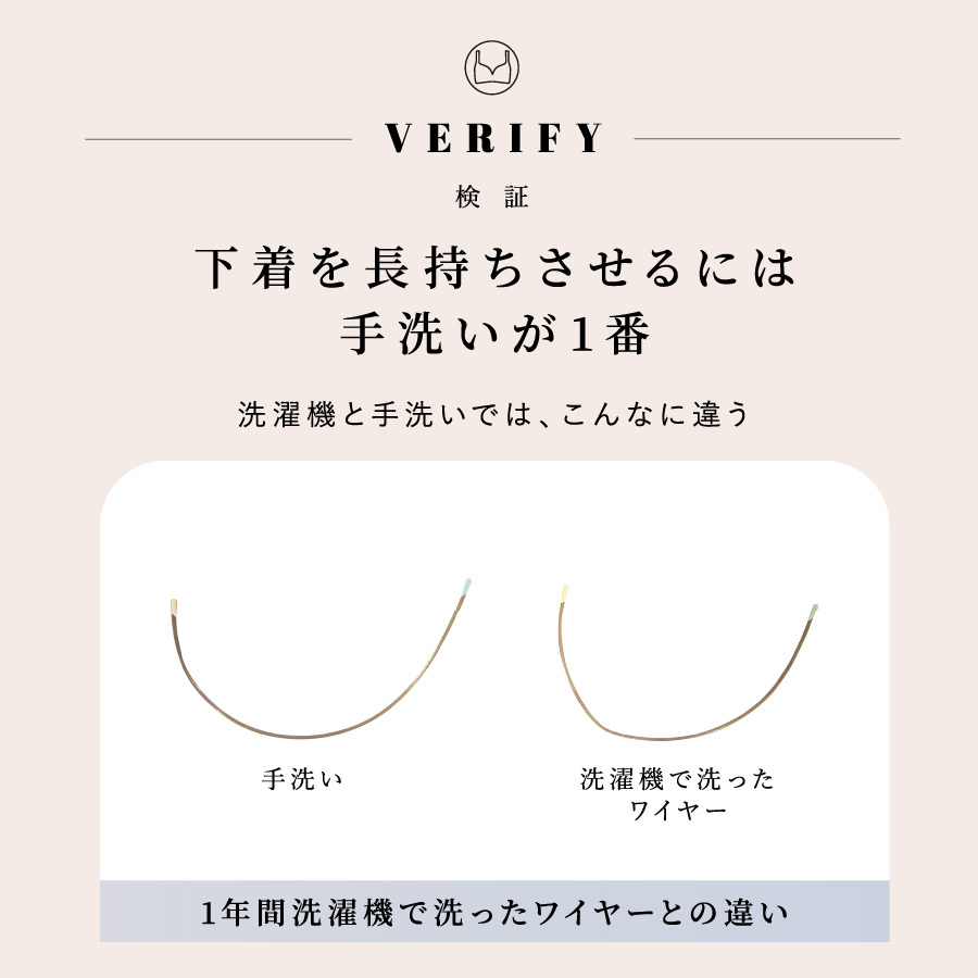 1年間洗濯機で洗ったワイヤーとの違い