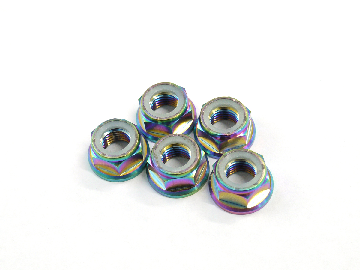 64チタン M10 P1.25 フランジ ロック ナット 5個 チタン合金