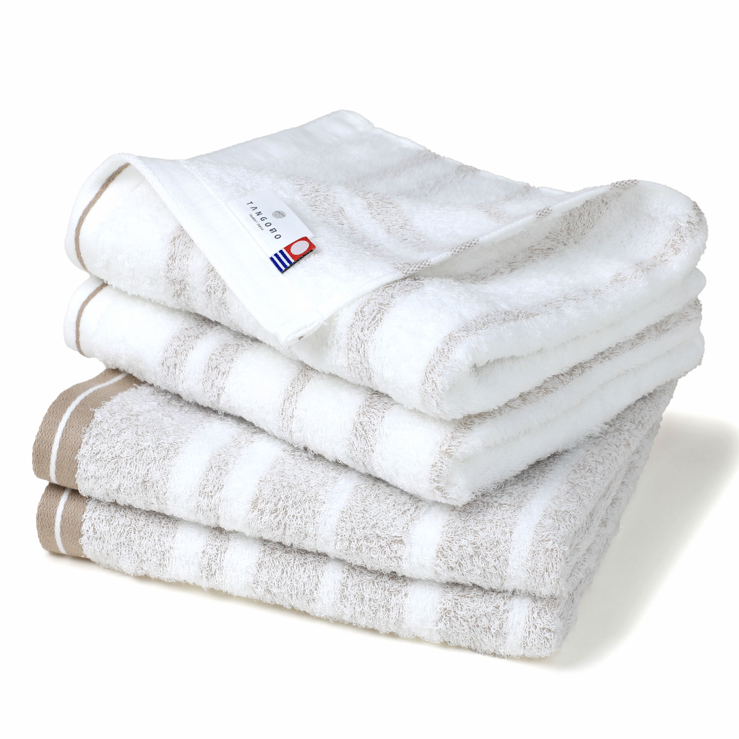 今治タオル（imabari towel） フェイスタオル4枚セット ボーダータオル