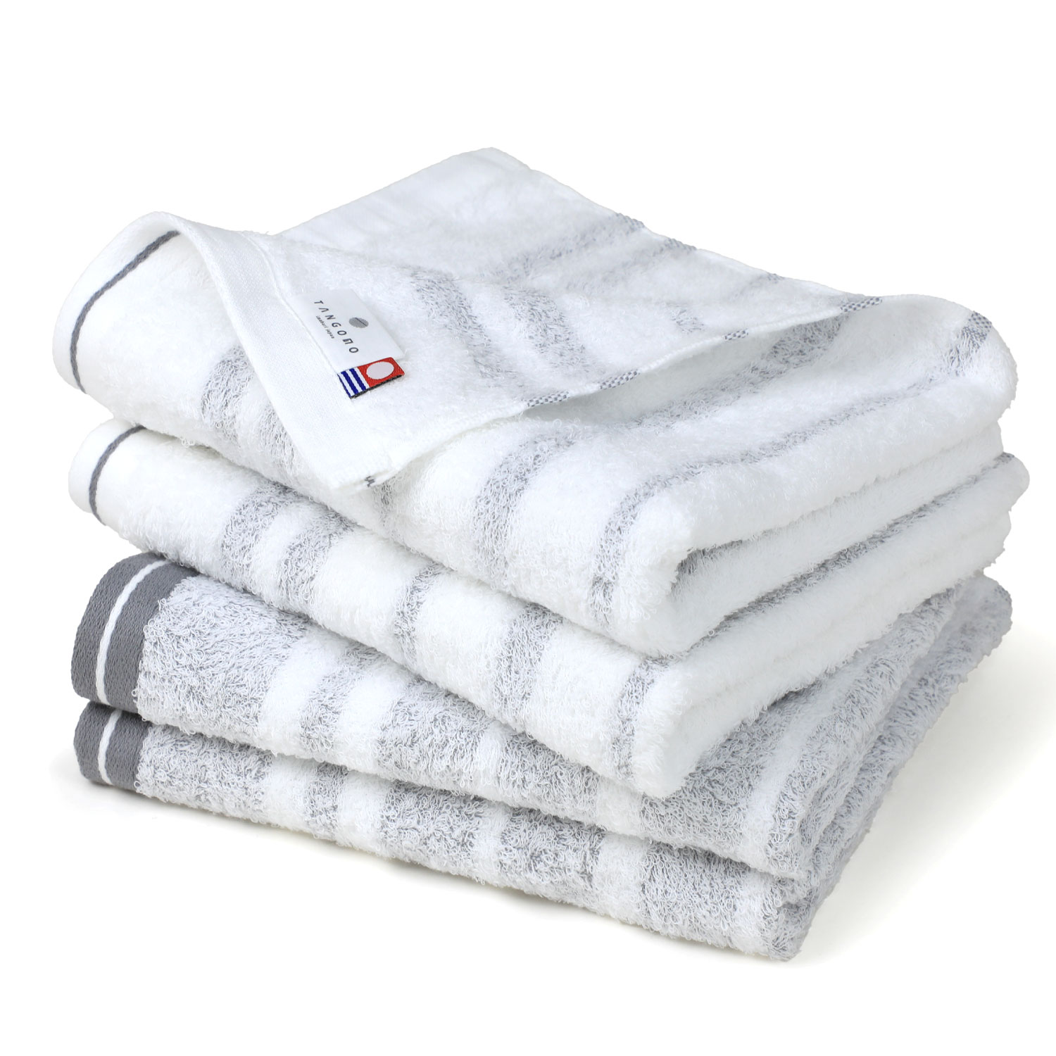 今治タオル（imabari towel） フェイスタオル4枚セット ボーダータオル