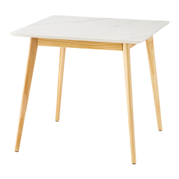 ダイニングテーブル 正方形 2人用 おしゃれ 80×80 木製 天然木 大理石調