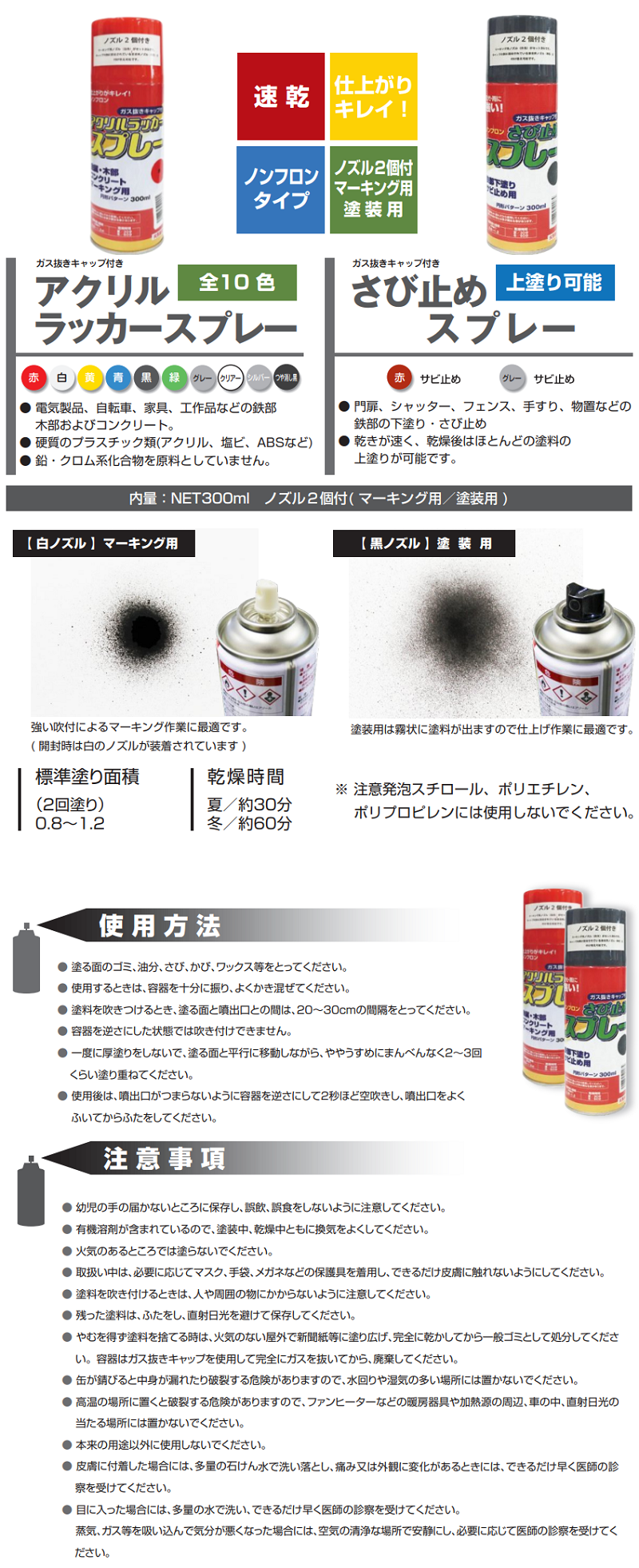 佐藤ケミカル SC アクリルラッカースプレー 300ml 1本 赤・白 佐藤ケミカル SC アクリルラッカースプレー 300ml 1本 赤・白