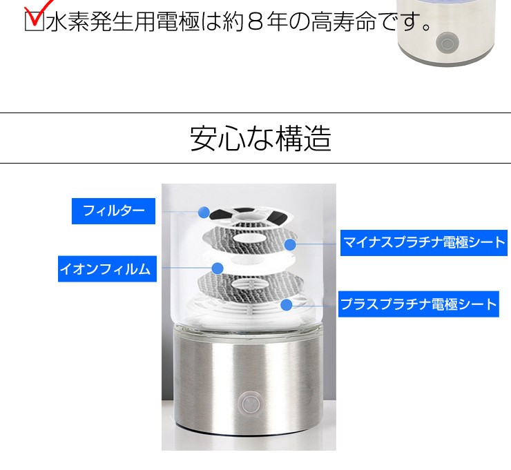 Newサンテエイチツー 水素水生成器 正規品 60日間の返品保証付き 最大1.8ppmの高濃 Sante H2 : sante01 : イメージライフ  - 通販 - Yahoo!ショッピング