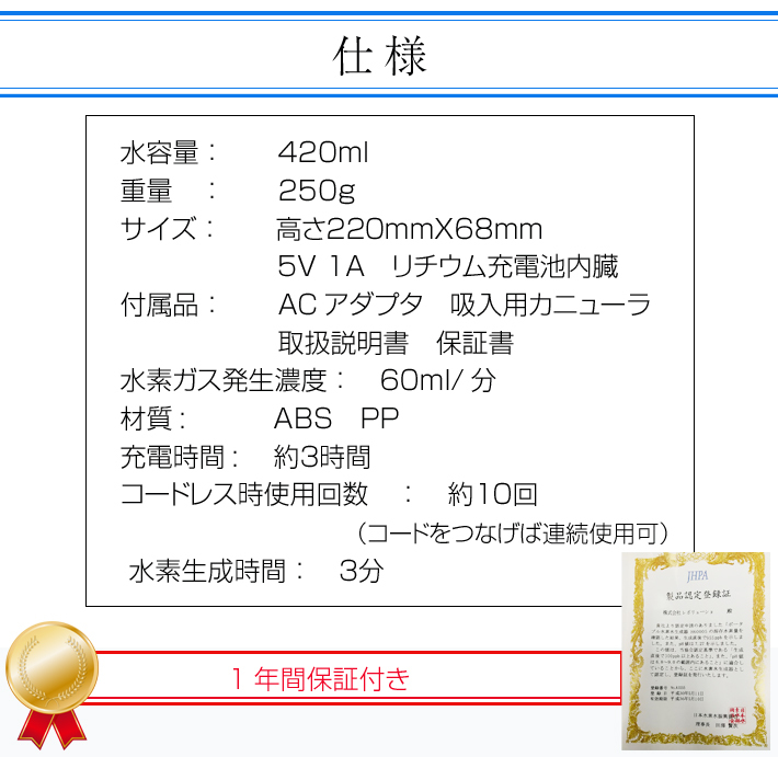 水素吸入 水素ガス吸引 水素吸入器 水素吸引 イマーレ Imale 水素 水素