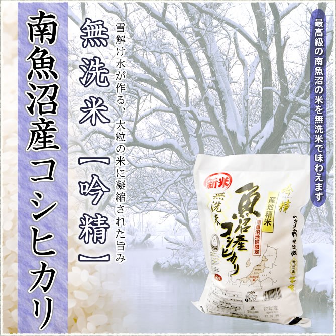 新米】無洗米 10kg 南魚沼産コシヒカリ 吟精 令和4年産 (2kg×5袋) 送料無料 (北海道、九州、沖縄除く)  :23uonuma10-gin:お米プラザ新潟Yahoo!店 - 通販 - Yahoo!ショッピング