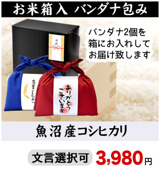 木目調お米箱セット バンダナ包み