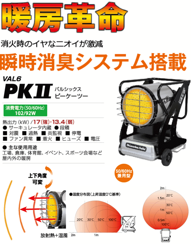 静岡製機 バルシックス 赤外線オイルヒーター VAL6PK2 熱出力17KW 業務