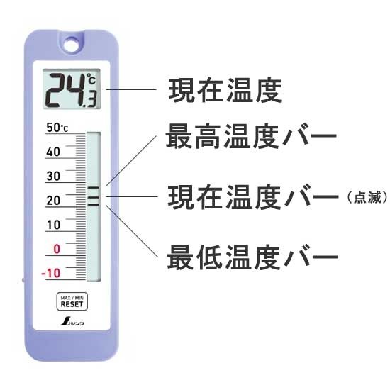 シンワ デジタル温度計 防水 最高最低温度 73043 バー表示 : いま何度