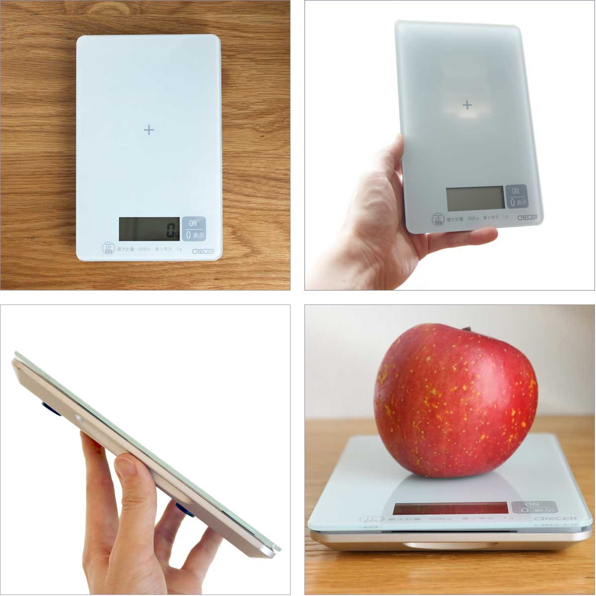 CRECER キッチンスケール 3kg フラット ガラス デジタルスケール CRECER キッチンスケール 3kg フラット ガラス デジタルスケール