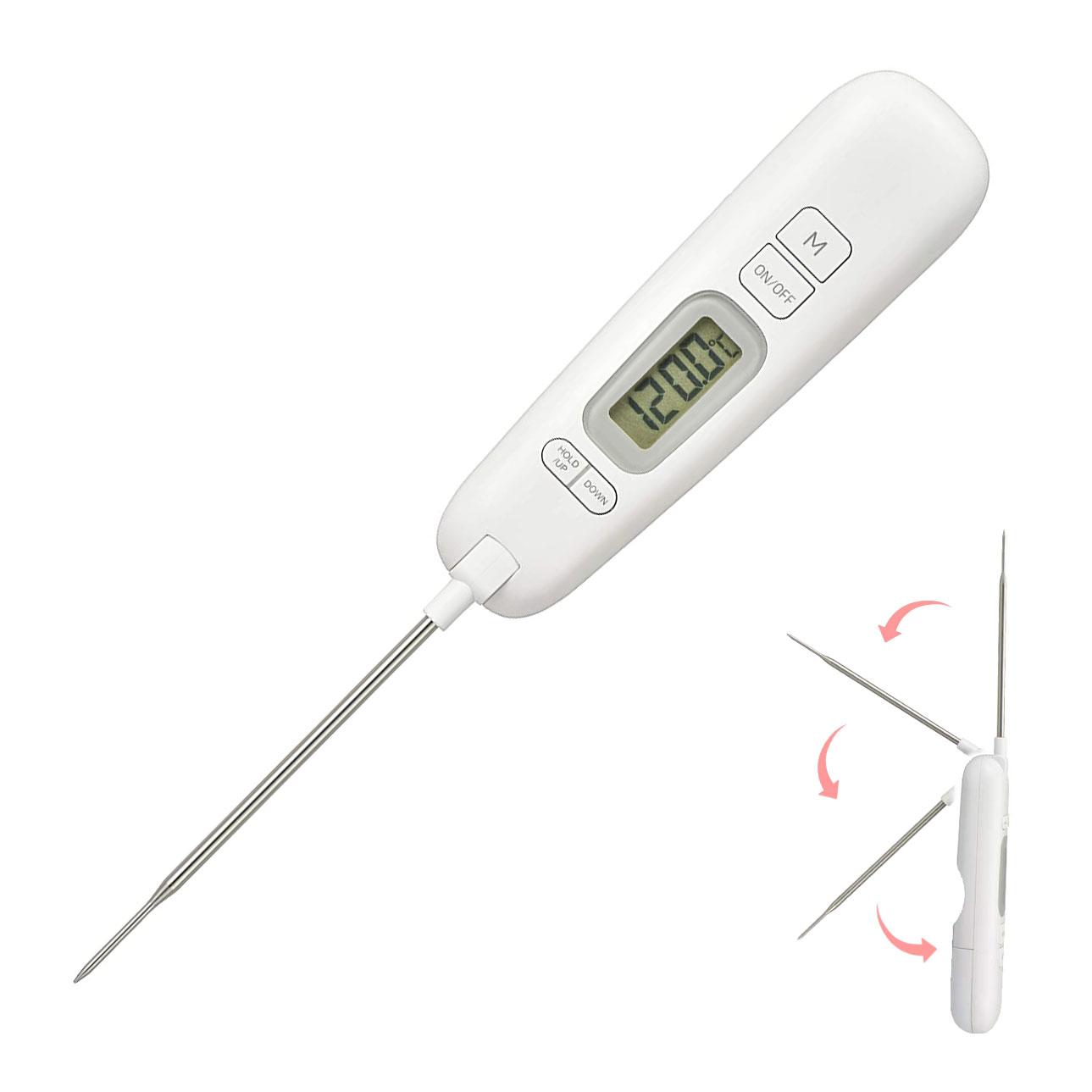 OHM（オーム電機） デジタル温度計 クッキング温度計 折りたたみ式