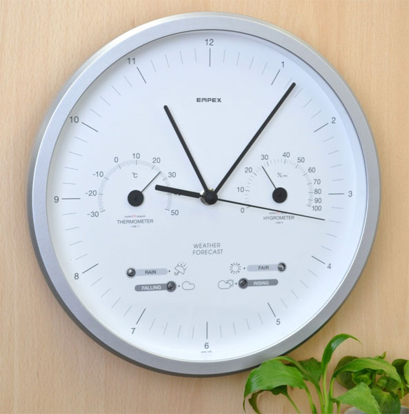 エンペックス気象計 時計 温湿度計 天気予測 アナログ掛時計 EX-5471