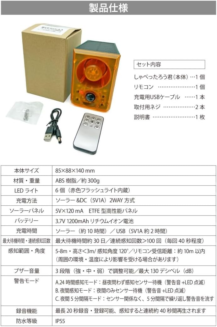 録音機能付きセンサースピーカー しゃべったろう君 IJ-TARO-01