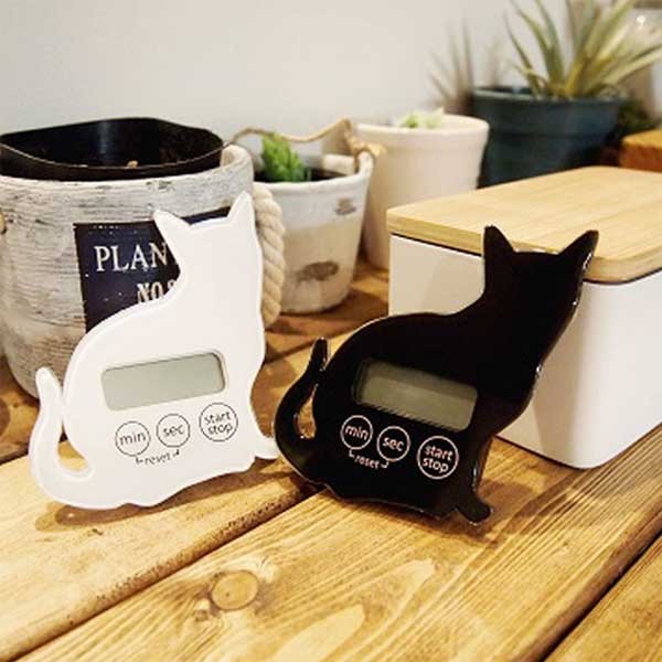 デジタルタイマー キッチンタイマー 猫 シルエット タッチパネル KT