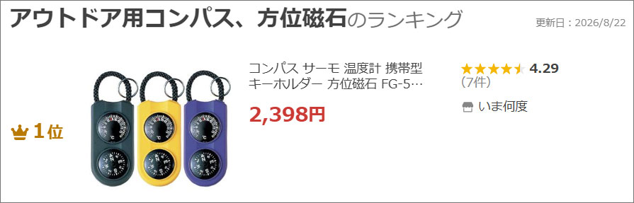 コンパス サーモ 温度計 携帯型 キーホルダー 方位磁石 FG-5122/FG