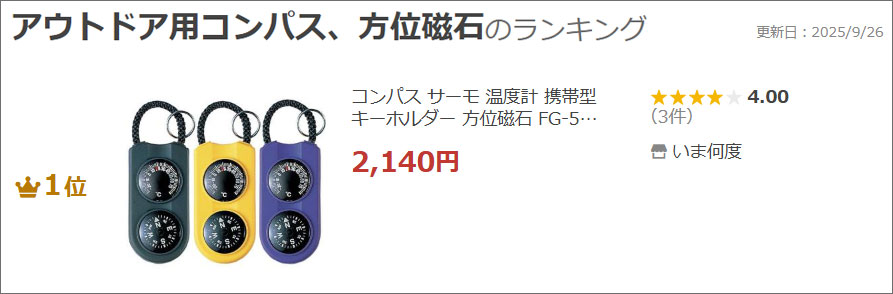 サーモコンパスFG5122ランクイン