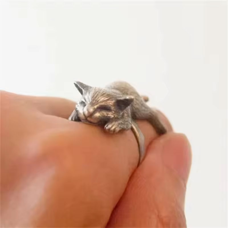 リング 猫のリング 指輪 ネコリング 開口部調節可能 アクセサリー ジュエリー | ブランド登録なし