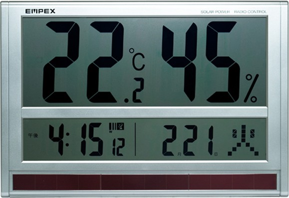 エンペックス気象計 温湿度計 幅40cm 超大型 デジタル温湿度計 時計 TD
