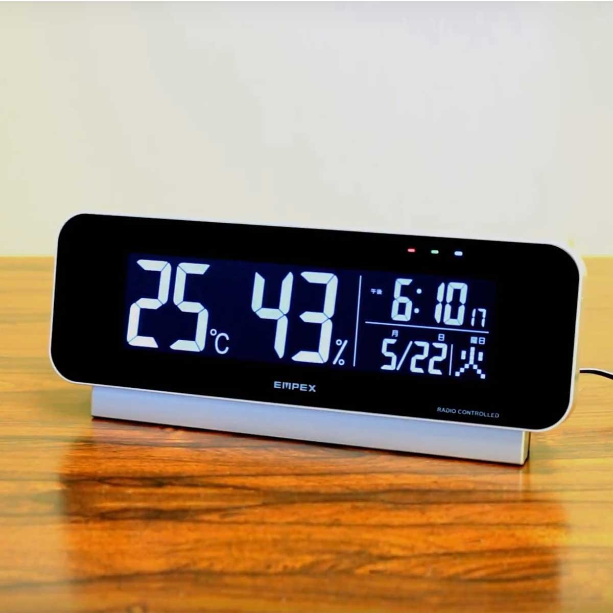エンペックス気象計 電波時計 デジタル温湿度計 LED グラデーション TD