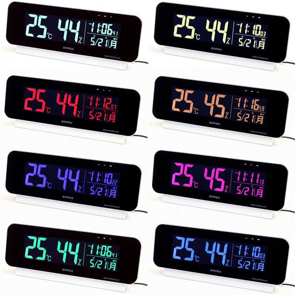 エンペックス 大型 湿度計 温度計 電波 時計 壁掛 置時計 デシタル エンペックス気象計 電波時計 デジタル温湿度計 LED グラデーション TD