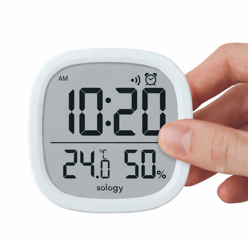 デジタル温度計 デジタル温湿度計 デジタル時計 sology 小型 丸い ラウンド THY0102WH 送料無料 | ブランド登録なし