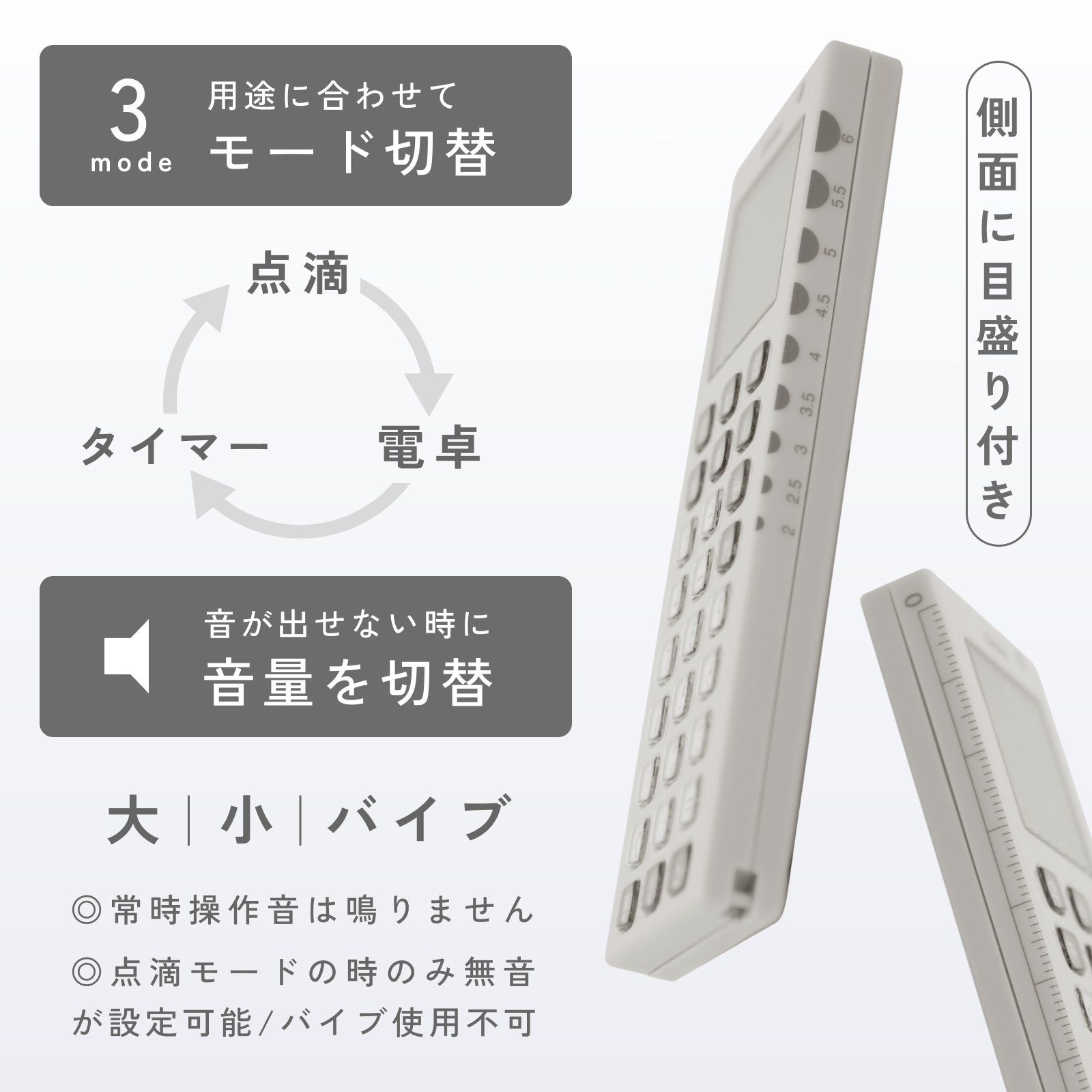 点滴・電卓・タイマーがこれ一台