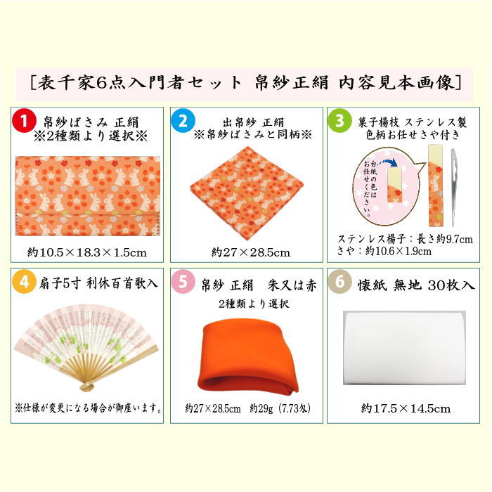 茶道具セット 茶道初心者用 6点表千家入門者セット 同柄セット 2種類