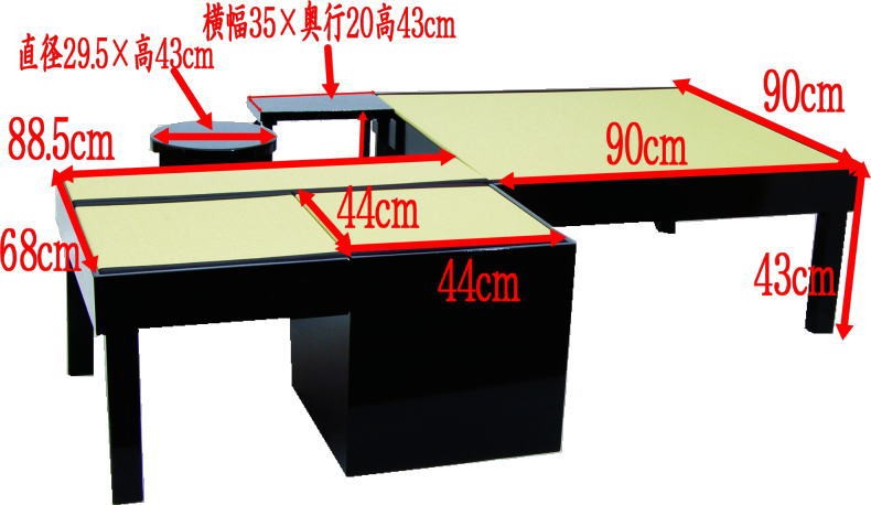 立礼棚　炉点前畳　炉壇なしタイプ　椿原流水作　建水台　椅子1台付（江戸間）