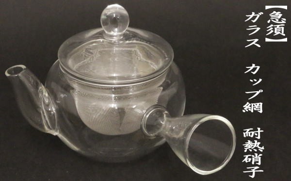 ガラス 急須 煎茶道具 茶道具 急須 ティーポット 横手急須 ガラス 硝子 カップ網 耐熱硝子 約350ml