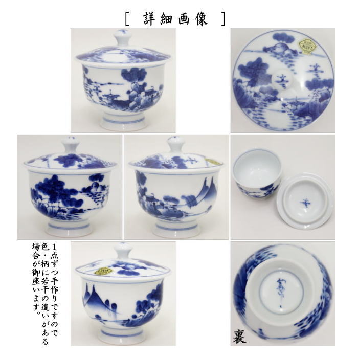 蓋付湯飲み　純手書き　有田焼き　山水紋　台丹窯　5客セット