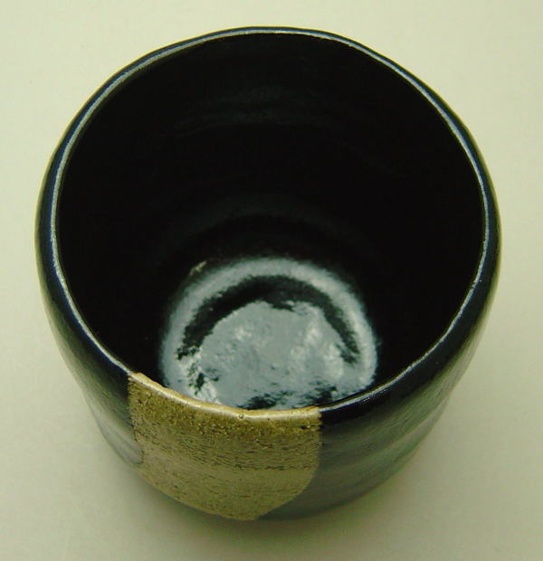 抹茶茶碗 黒楽茶碗 筒 寒月寫し 佐々木松楽作