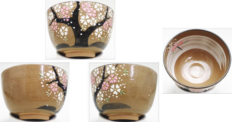 茶道具 抹茶茶碗 京焼 乾山写 桜又は木蓮 大石督幸作 京焼き