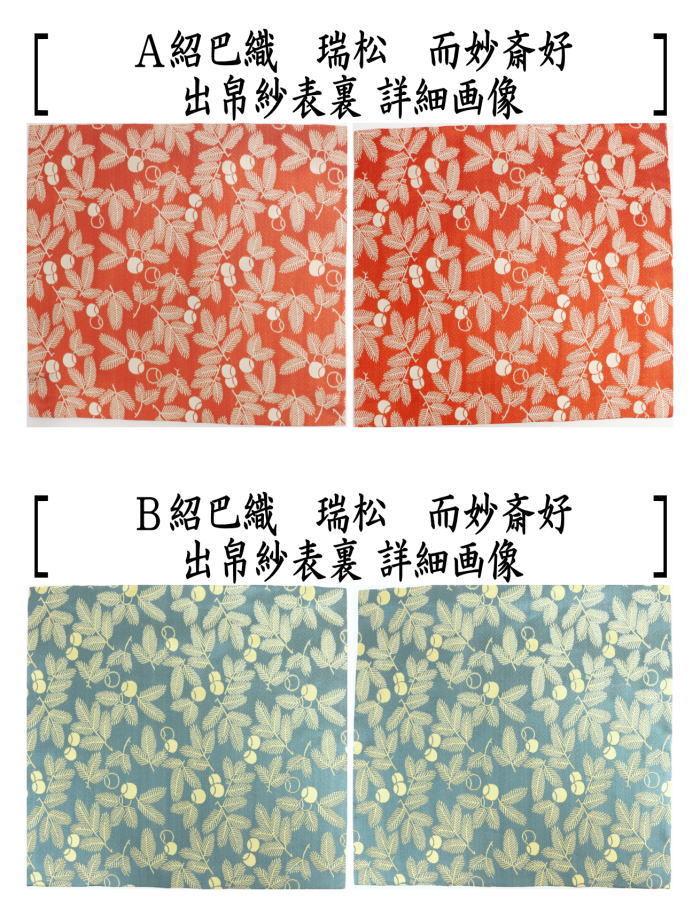 茶道具 出帛紗 唐物帛紗 正絹 紹巴織り 瑞松 而妙斎好み 4種類