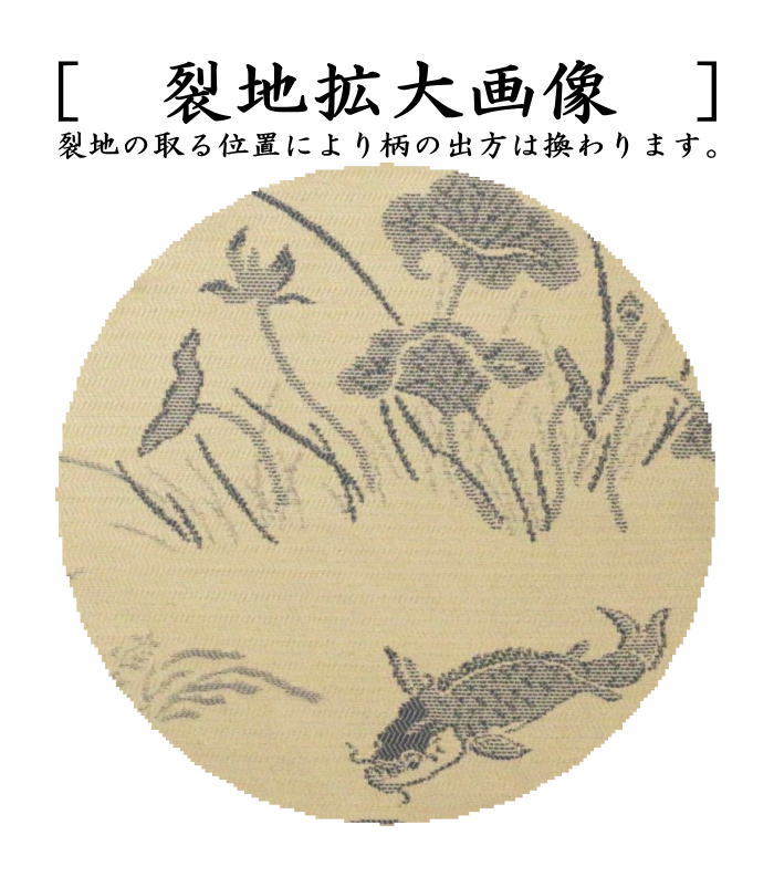 古帛紗　唐物帛紗　聚光院裂　紹巴織蓮池藻魚図裂　小野澤虎洞筆　北村徳斎製（北村徳斉製）