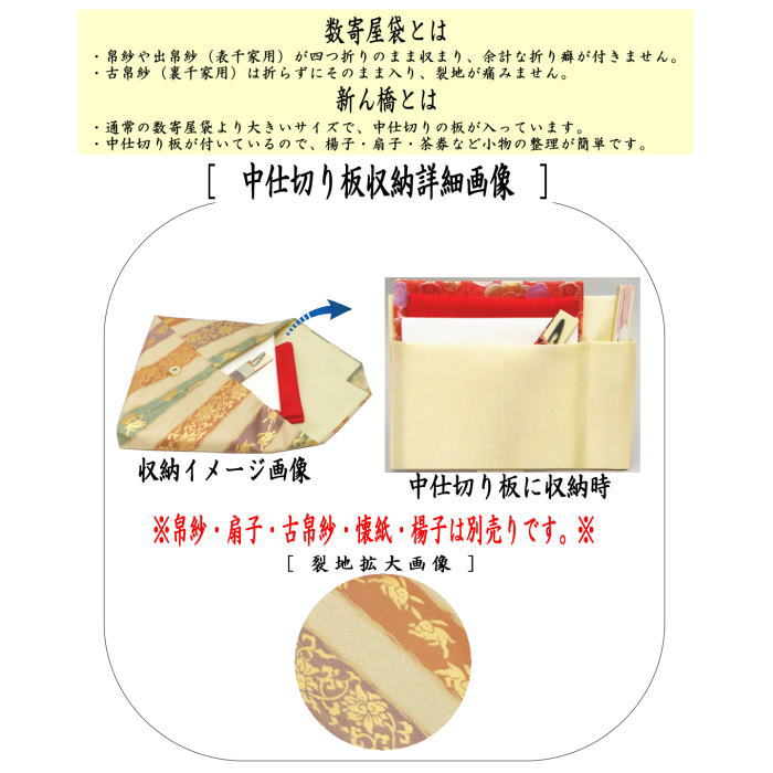 茶道具 数奇屋袋 数寄屋袋 大 新ん橋 新橋 正絹 段織花兎 茶道