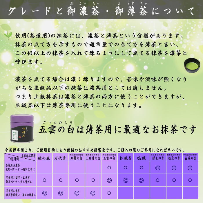 抹茶　丸久小山園（かんばやし）五雲の白40g2缶 抹茶 薄茶】【裏千家】上林春松本店 五雲の白（ごうんのしろ