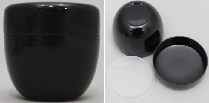 茶道具 なつめ ミニ棗 1.8寸棗 黒 動物柄 内蓋付 プラスチック製