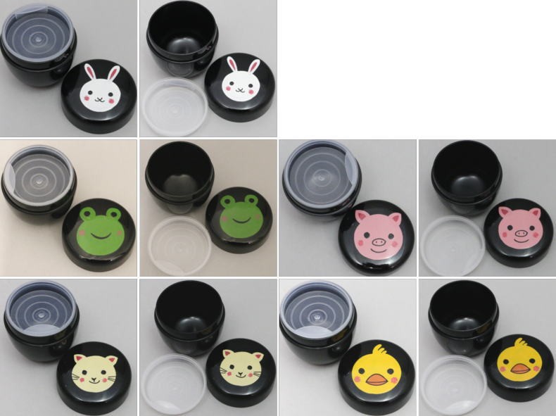 茶道具 なつめ ミニ棗 1.8寸棗 黒 動物柄 内蓋付 プラスチック製