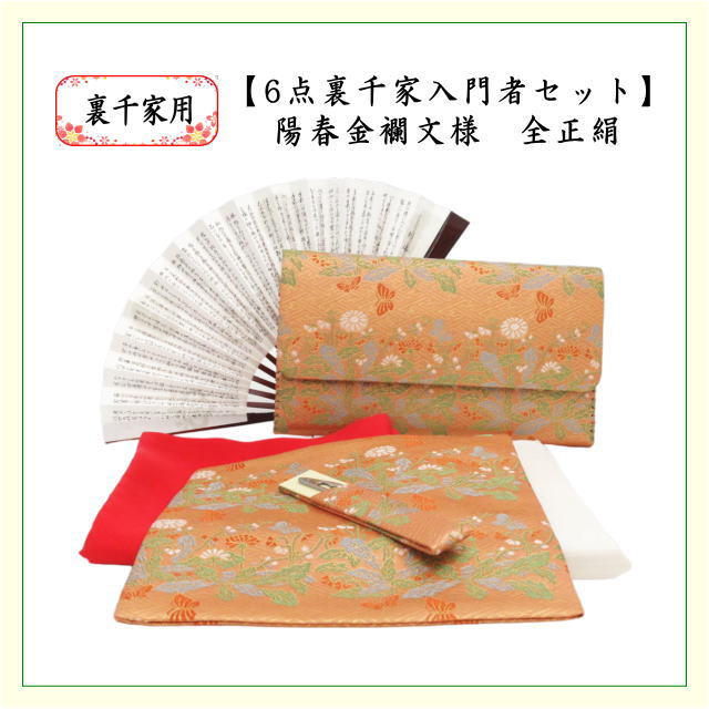 茶道具 お稽古用 茶道初心者用 6点裏千家入門者セット 陽春金襴