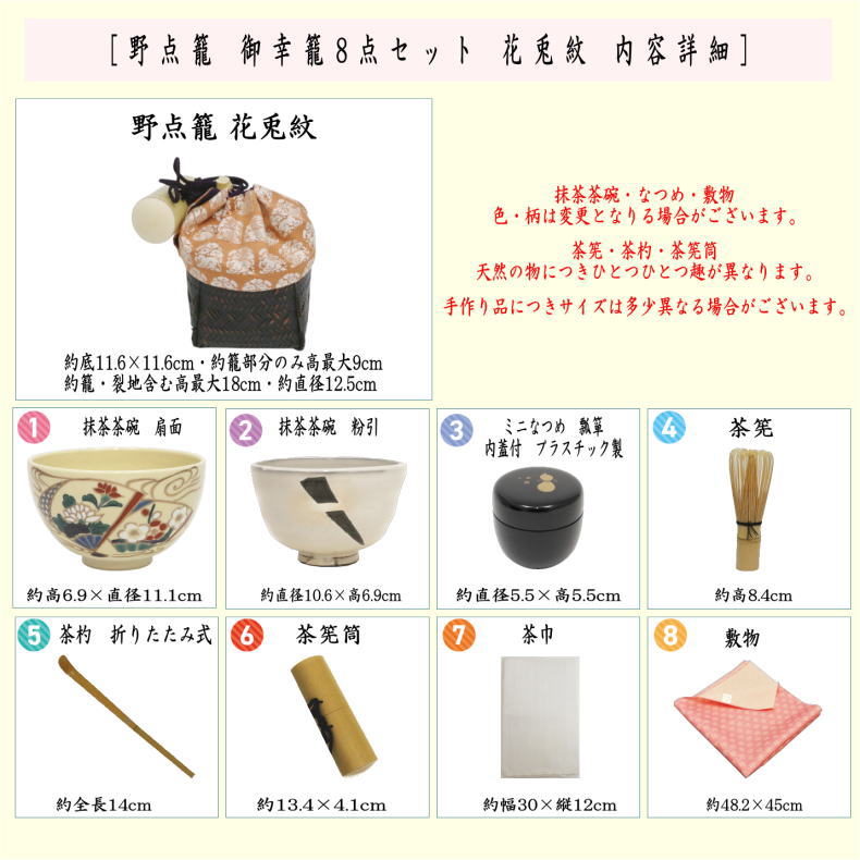 御幸籠　8点セット　花兎紋