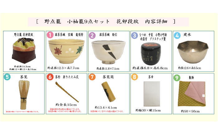 野点籠 小袖籠9点セット 大 花卯段紋