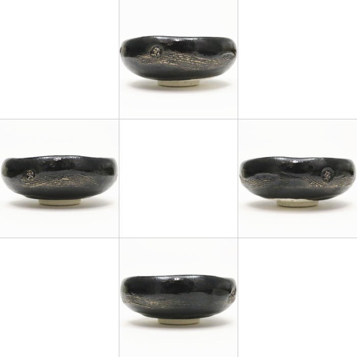 抹茶茶碗　抹茶茶碗　黒楽茶碗　馬盥　鏡波写し　吉村楽入作（楽入窯）