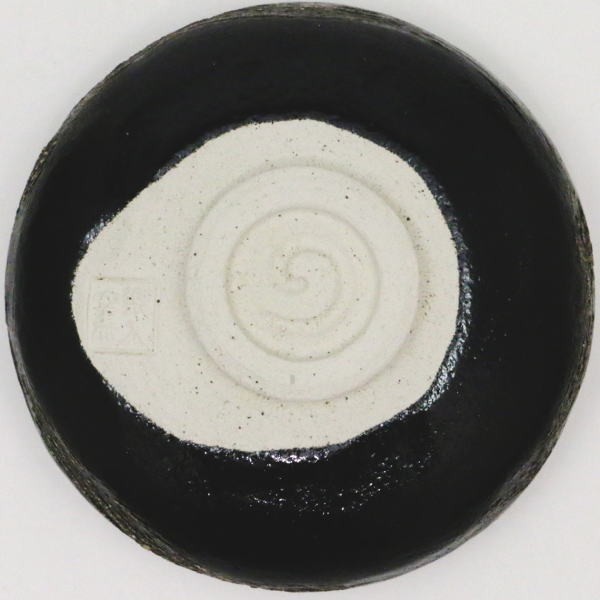 抹茶茶碗　抹茶茶碗　黒楽茶碗　馬盥　鏡波写し　吉村楽入作（楽入窯）