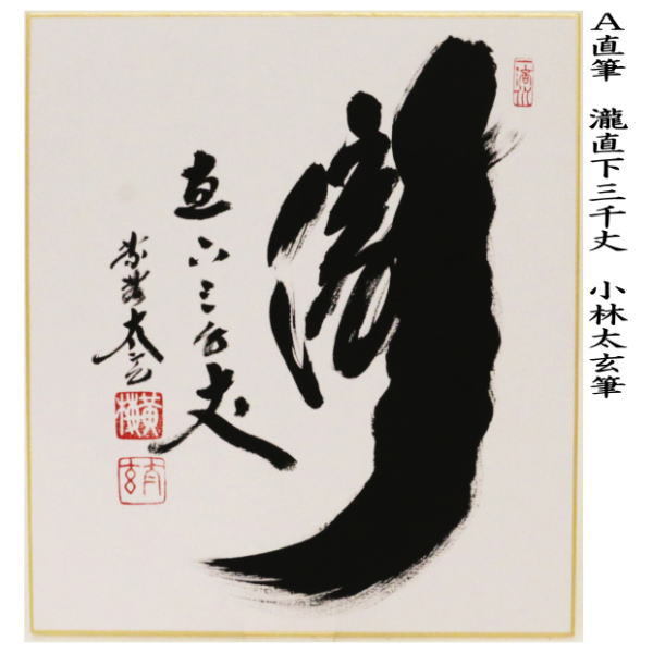 茶道具 色紙 直筆 瀧直下三千丈又は白雲抱幽石又は瀧 小林太玄筆 茶道