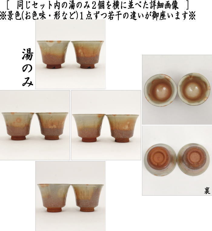 煎茶器セット　萩焼き　彩土　椿秀窯　（湯のみ　5客・宝瓶（急須）・湯さまし）